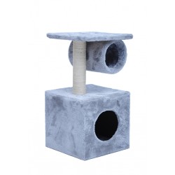 58cm Two Level Cat Tree House With Nest and Tunnel Gray